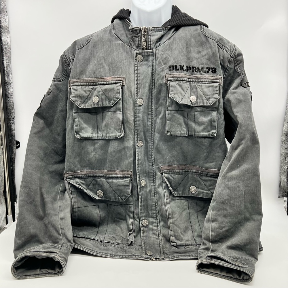 Affliction Black Premium Jacket w/Gray on Gray Camo w/Removable Waffle Hood 3XL